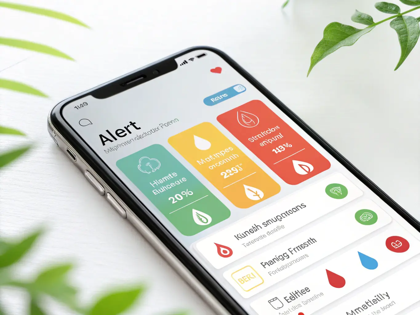 A mobile app interface displaying alerts and notifications related to environmental fluctuations in a cannabis grow, such as temperature spikes or humidity drops.